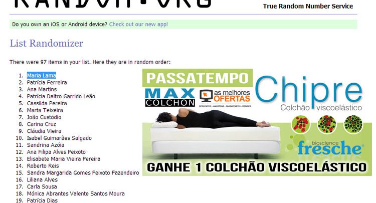 Sorteio Maxcolchon