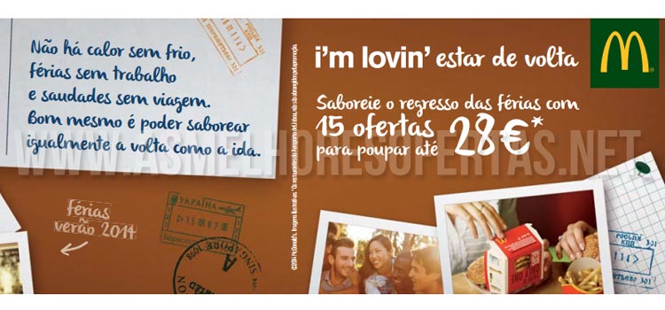 Cupões McDonald's até Setembro de 2014