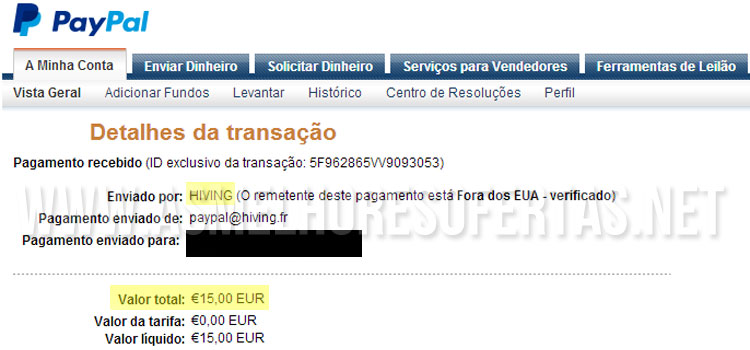 Pagamento Hiving Agosto 2014